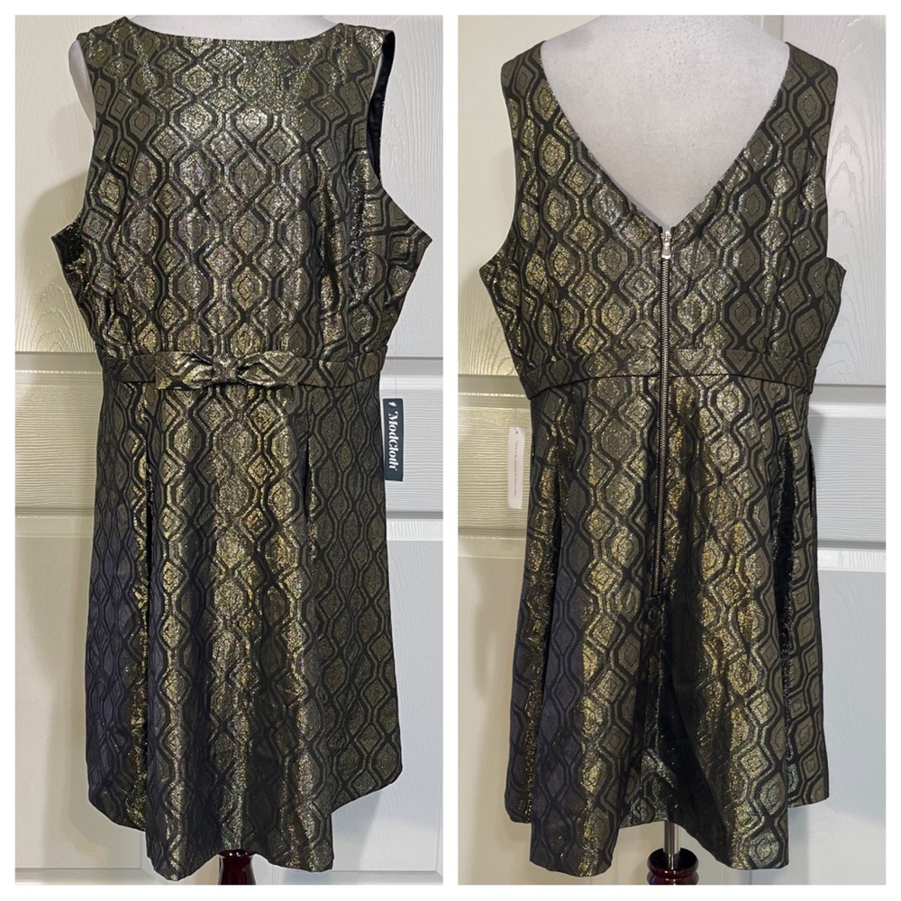 NWT! ModCloth black and gold Fit-And-Flare Dress